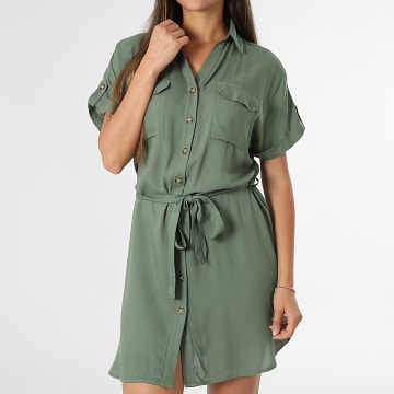 Classic Series - Vestido Camisa Mujer Bumpy Verde Kaki