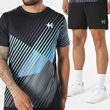 Helvetica - Completo T-Shirt E Pantaloncino Da Jogging Dyso 12 19 Nero Grigio Antracite Azzurro Chiaro