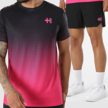 Helvetica - Conjunto T-Shirt E Calção De Treino Ivan 12 19 Preto Rosa Fúcsia