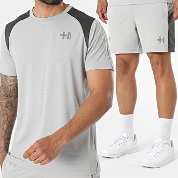 Helvetica - Completo T-Shirt e Pantaloncino da jogging Powell 12 19 Grigio Antracite Grigio Chiaro