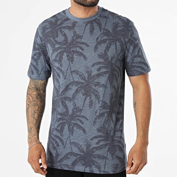 Only And Sons - T-Shirt Floral Perry Life Leaf AOP Marineblau