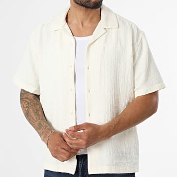 Only And Sons - Camisa de Manga Corta Texturizada Dobby Beige