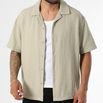 Only And Sons - Camisa Manga Corta Texturada Dobby Verde Kaki Claro