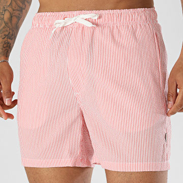 Only And Sons - Pantalón Corto de baño Ted Stripe Seersucker Rosa Blanco