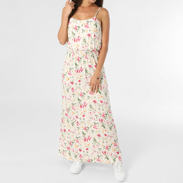 Only - Vestito Lungo Donna Nova Life Beige Rosa Floreale