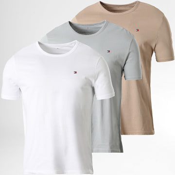 Tommy Hilfiger - Lot De 3 Tee Shirts 3870 Blanc Beige Foncé Gris