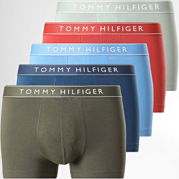 Tommy Hilfiger - Lot De 5 Boxers 3906 Vert Rouge Bleu Clair Vert Kaki Bleu Marine