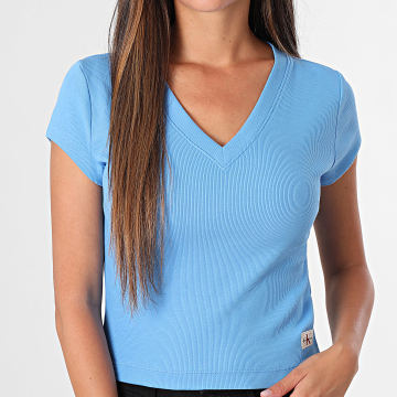 Calvin Klein - Camiseta Escote V Mujer LV047C910G Azul Claro