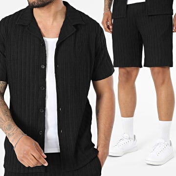 Classic Series - Ensemble Chemise Manches Et Short Jogging Texturé H05 Noir