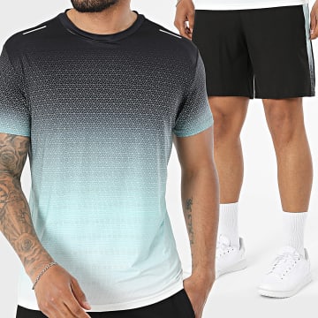 Classic Series - Ensemble Tee Shirt Et Short Jogging 544 Noir Bleu Clair Blanc