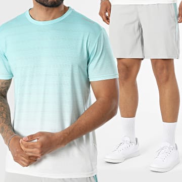 Classic Series - Ensemble Tee Shirt Et Short Jogging 544 Beige Turquoise Blanc