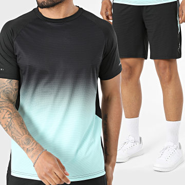Classic Series - Ensemble Tee Shirt Et Short Jogging 528 Noir Vert Menthe