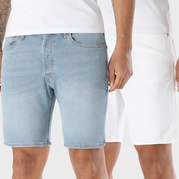 Jack And Jones - Lot De 2 Shorts Jean Regular Fit Rick Original Bleu Denim Blanc