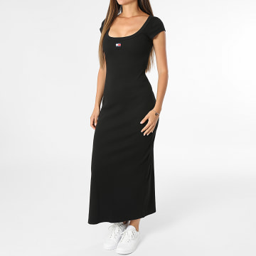 Tommy Jeans - Vestido Mujer Rib Maxi Badge 2841 Negro