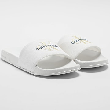 Calvin Klein - Women's Essential Slide Pack of 2 2958 Bright White Anise Flower
