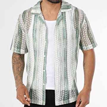 Frilivin - Camisa Manga Curta Ajourée Listrada 371 Branco Verde