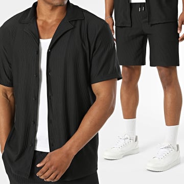 Frilivin - Set aus Kurzarmhemd und Jogging-Short Rib 05S Schwarz
