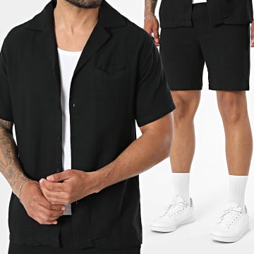 Frilivin - Co-ord Set Overhemd Korte Mouw En Casual Short 02Q Zwart