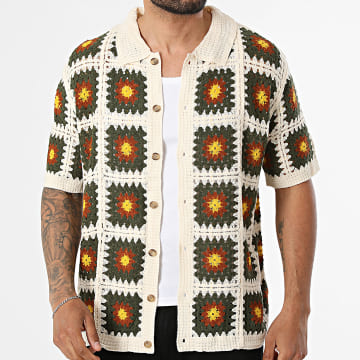 Frilivin - Camisa Manga Curta Vazado 273 Bege Verde Cáqui Marrom