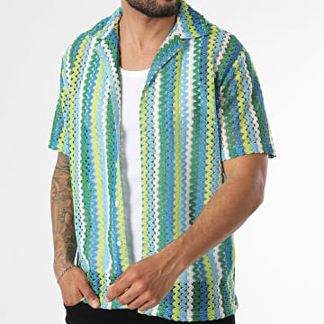 Frilivin - Camisa de mangas curtas vazada 609 Bege Claro Azul Verde