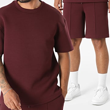 Ikao - Conjunto Camiseta y Pantalón Corto de chándal 675 Burdeos