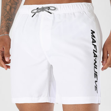 MA9 Mafia Nueve - Pantaloncino da bagno Vertical Typo Bianco Nero