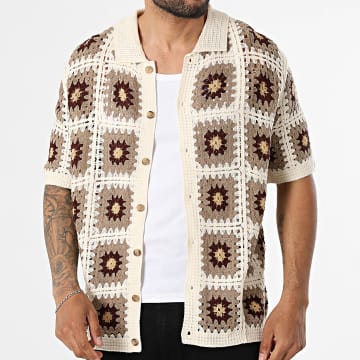 Frilivin - Camisa Manga Curta Vazado 273 Bege Marrom