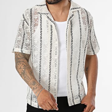 Frilivin - Camisa de mangas curtas rendada 245 Bege Preto