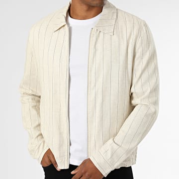 Frilivin - Veste Zippée A Rayures 915 Beige Clair Chiné