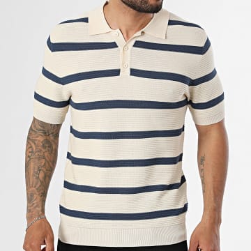 Frilivin - Polo Manga Corta Punto 735 Beige Azul Marino