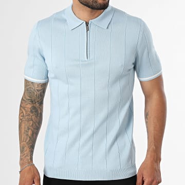 Frilivin - Polo Manga Curta Malha Gola Zíper 714 Azul Claro