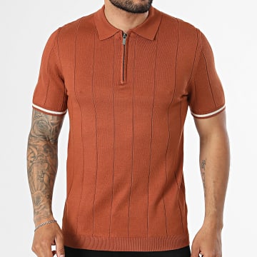 Frilivin - Polo Korte Mouwen Gebreid Met Rits 738 Baksteenrood
