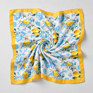 Frilivin - Lenço L52 Branco Amarelo Azul Claro Floral