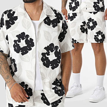 KZR - Tracksuit Short Sleeve Shirt And Jogger Short 315 Light Beige Black