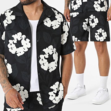 KZR - Tracksuit Short Sleeve Shirt And Jogger Short 315 Black Light Beige