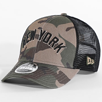 New Era - Gorra Trucker Wordmark Camo 9Forty NY New York Yankees 60856332 Verde Kaki Marrón Negro