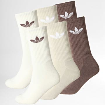 Adidas Originals - Pack aus 6 Paar Socken Trefoil Crew IT7570 Beige Braun Hellbeige