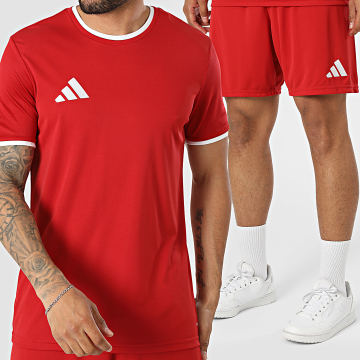 Adidas Sportswear - Ensemble Tee Shirt Et Short Jogging Entrada 26 Jersey JZ2501 JZ2517 Rouge Blanc