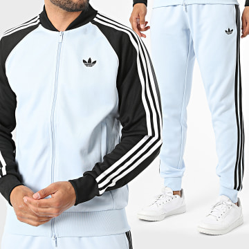 Adidas Originals - Completo di tuta a strisce SST TP KE2409 KE2410 Blu Chiaro Nero