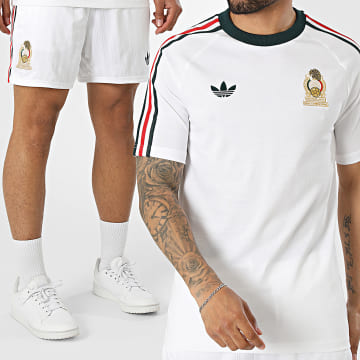 Adidas Originals - Completo T-Shirt e Pantaloncino da jogging 3 Stripes Messico Originals JZ6483 JZ6484 Bianco