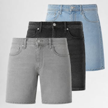 Jack And Jones - Pack De 3 Calções Jeans Regular Fit Rick Original Azul Denim Cinzento Preto