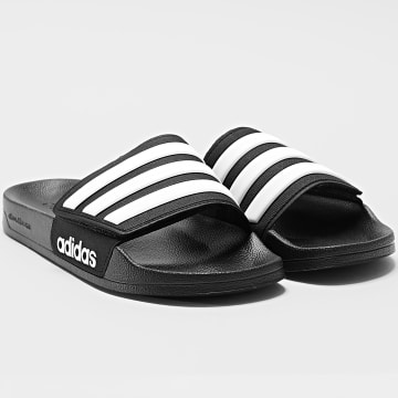 Adidas Sportswear - Chinelos Adilette Shower Velcro KJ0050 Preto Core Branco Nuvem