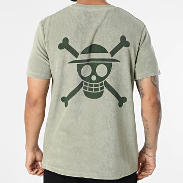 One Piece - Tee Shirt Eponge Mugiwara Back Vert Kaki