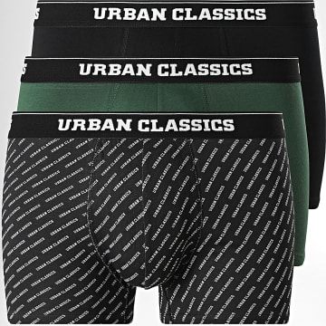 Urban Classics - Pack de 3 Bóxers TB3708 Verde Oscuro Negro Blanco