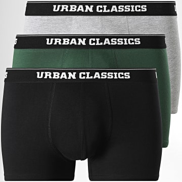 Urban Classics - Pack de 3 Bóxers TB3708 Verde Oscuro Gris Jaspeado Negro