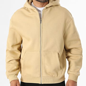 Urban Classics - Sudadera Sudadera con Capucha y Cremallera Fluffy TB7284 Camel