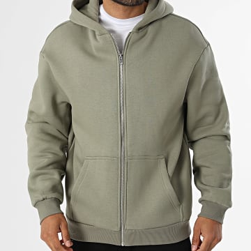 Urban Classics - Sudadera Sudadera con Capucha y Cremallera Fluffy TB7284 Verde Kaki
