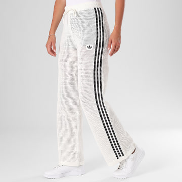 Adidas Originals - Pantalone Jogger Traforato A Strisce Donna Crochet TP KC6493 Beige Chiaro