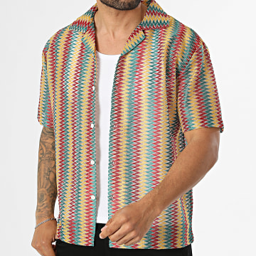 Frilivin - Camisa Manga Curta Vazado 732 Vermelho Amarelo Verde