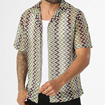 Frilivin - Camisa De Manga Curta Vazada 711 Bege Verde Azul Bordô